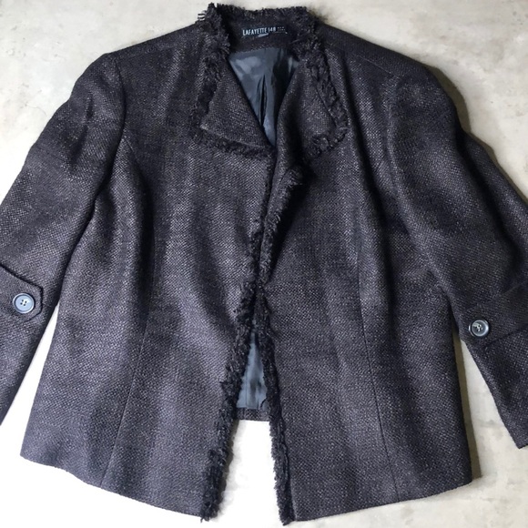 Lafayette 148 New York Jackets & Blazers - Lafayette 148 Black Tweed Blazer Frayed Edges Lafayette 148 New York Jackets & Blazers - Lafayette 148 Black Tweed Blazer Frayed Edges